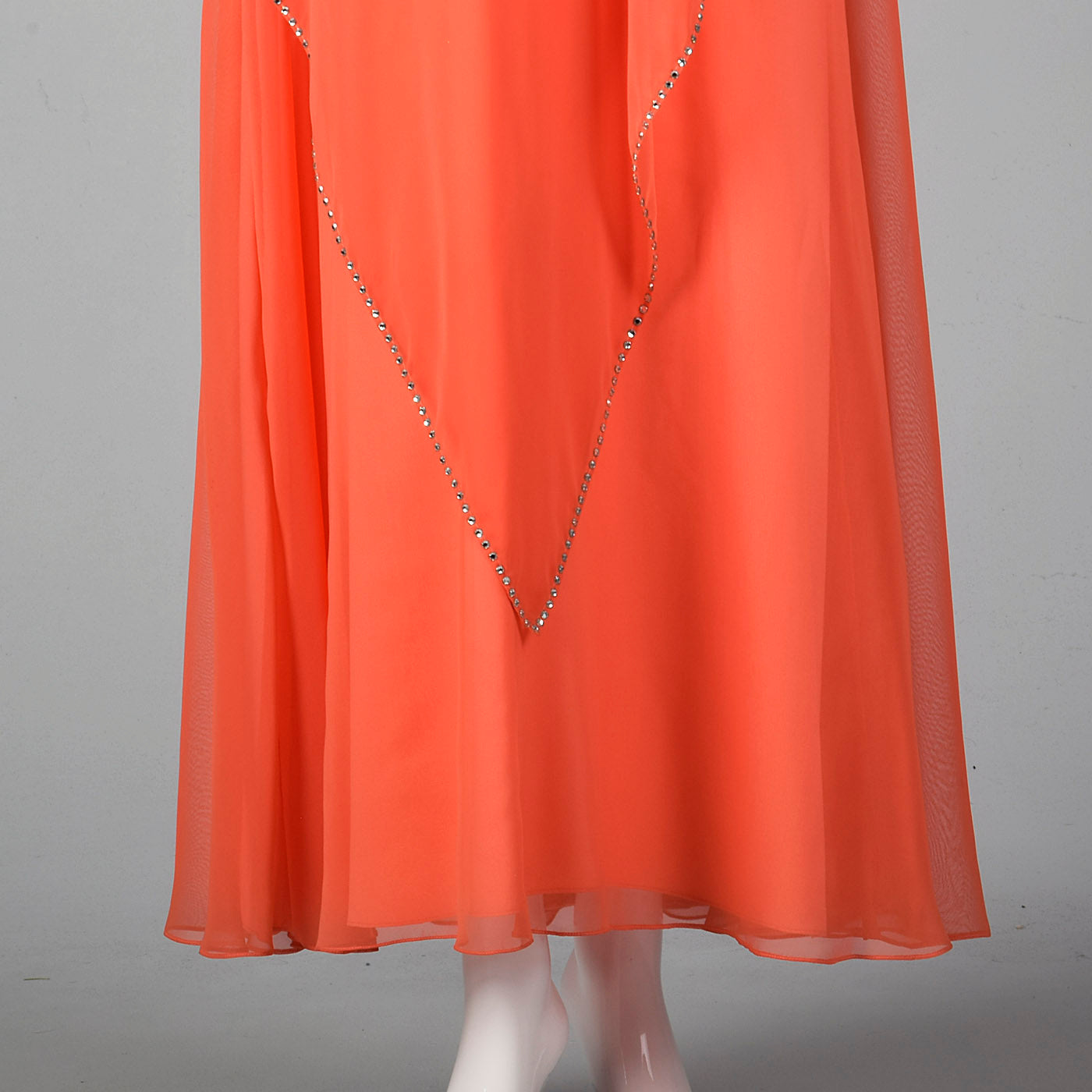 1970s Estevez Evening Dress with Float Cape Shoulders