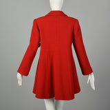 Small 1990s Mod Red Swing Coat Babydoll Winter Outerwear