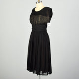 Medium 1950s Little Black Dress Evening Cocktail Illusion Bust