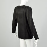 XL 1980s Dominic Serio Blazer Black Striped Power Shoulder Double Breasted Jacket