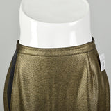 Medium 1990s Gianni Versace Pencil Skirt Metallic Gold Black Embellishments