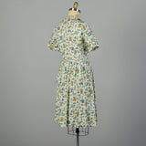 Large 1950s Day Dress Cotton Novelty Kitchen Cooking Print Short Sleeve Summer