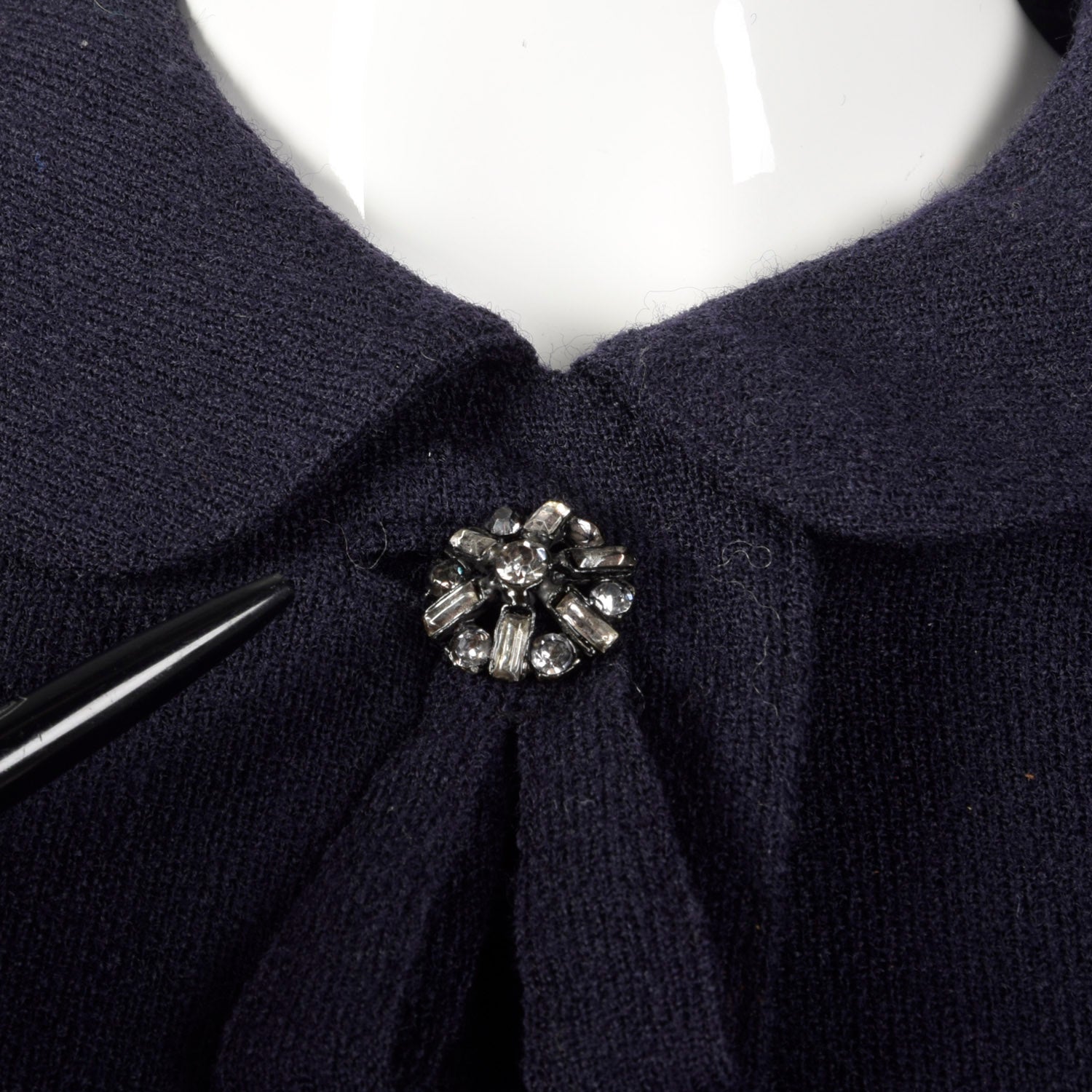 Medium 1960s Navy Blue Peter Pan Collar Wool Jacket