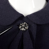 Medium 1960s Navy Blue Peter Pan Collar Wool Jacket