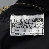 1980s Drop Waist Black Dress with Gold Glitter