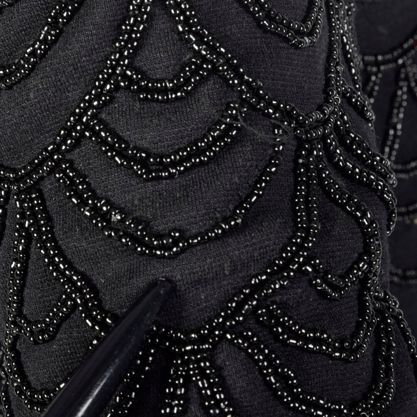 1990s Carmen Marc Valvo Black Knit Dress with Beading