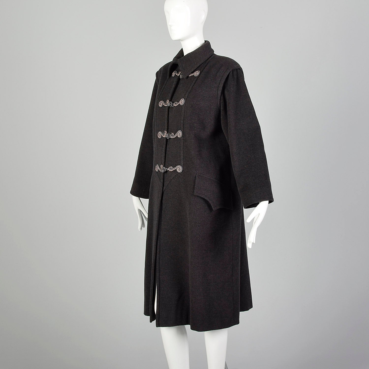 Large Emanuel Ungaro Paralléle 1980s Gray Wool Coat