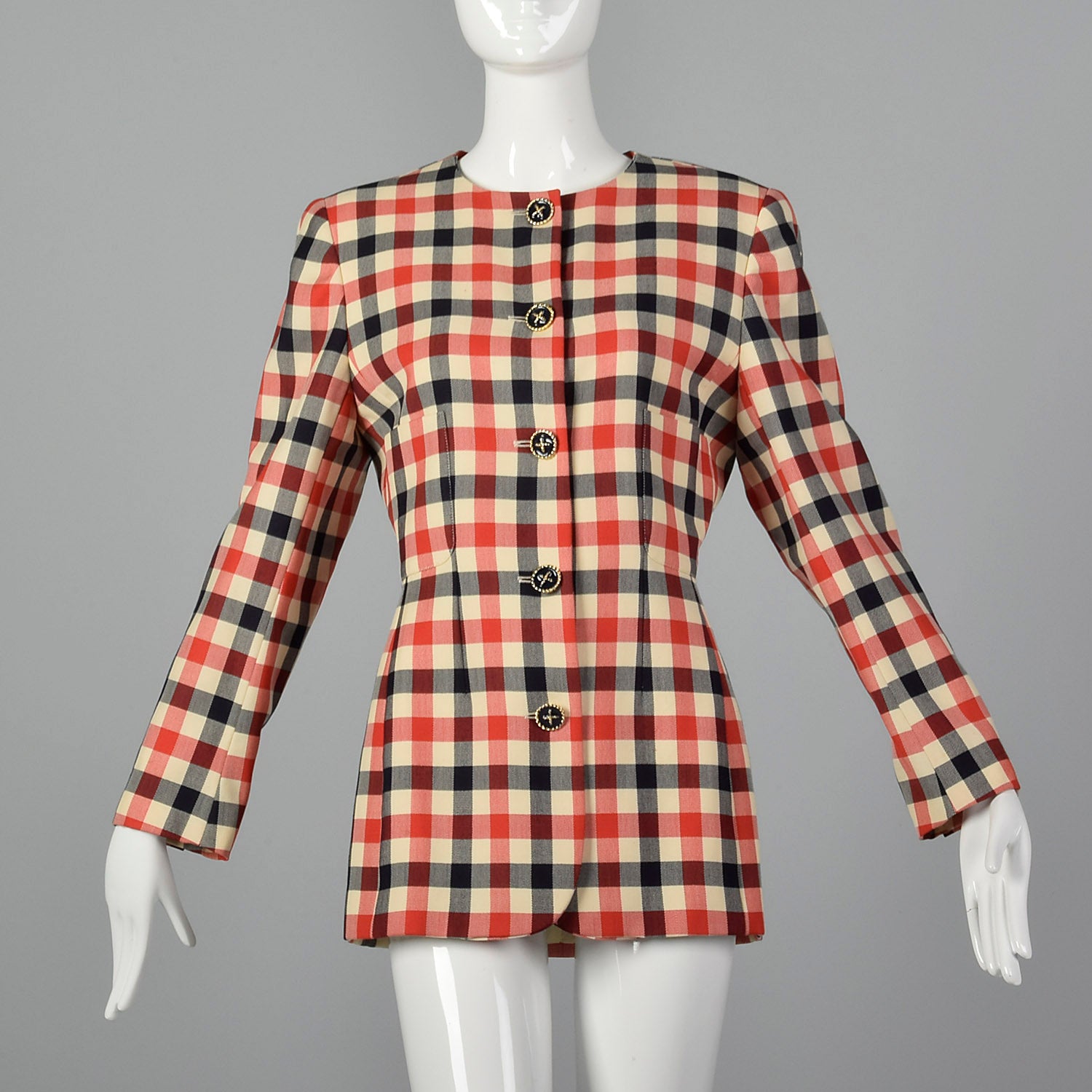 Medium 1980s Italian Gingham Check Jacket