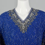 1990s Beaded Blue Blouse