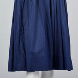 1950s Navy Cotton Day Dress with Ruffle Front