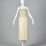 1960s  Beaded Wedding Ensemble with a  Sleeveless Dress and Formal Opera Coat
