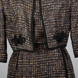 1950s Silk Dress Set with Black Trim
