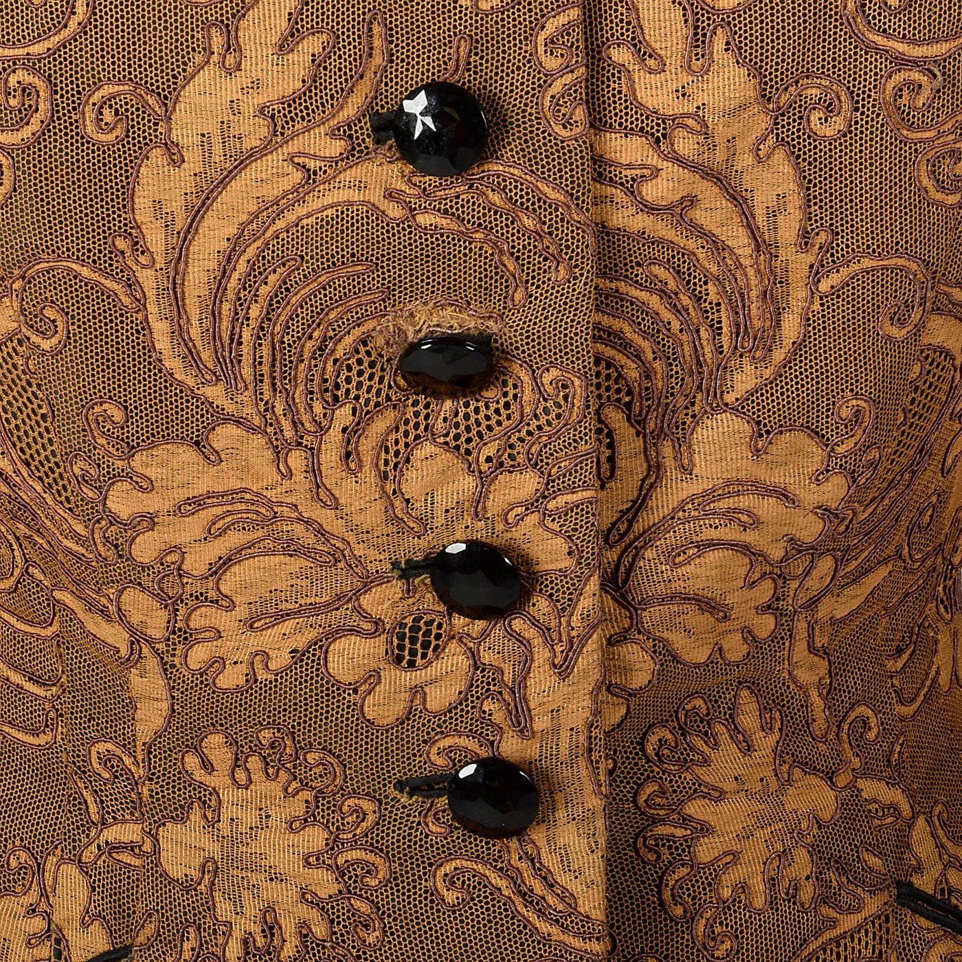 1950s Brown Lace Overlay Skirt Suit