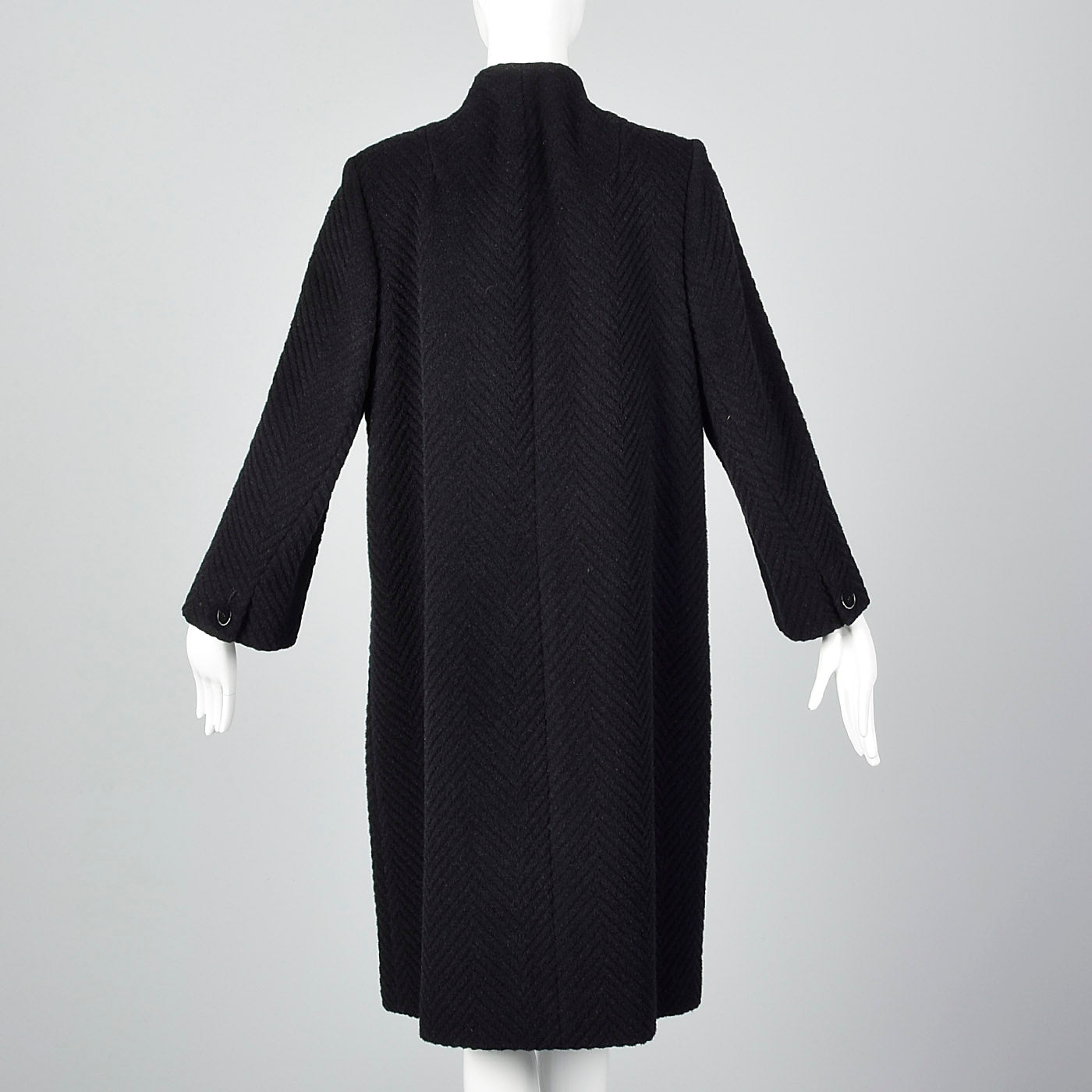 1960s Black Textured Chevron Winter Coat