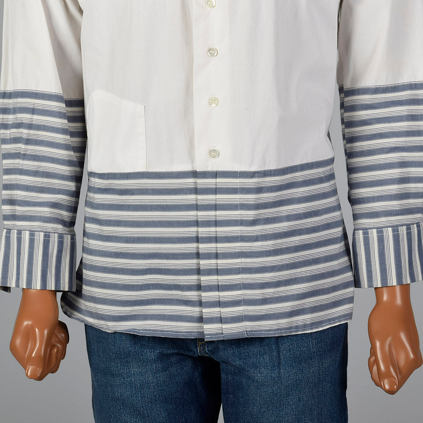 2000s Dolce & Gabbana Brown and Blue Color Blocked Shirt