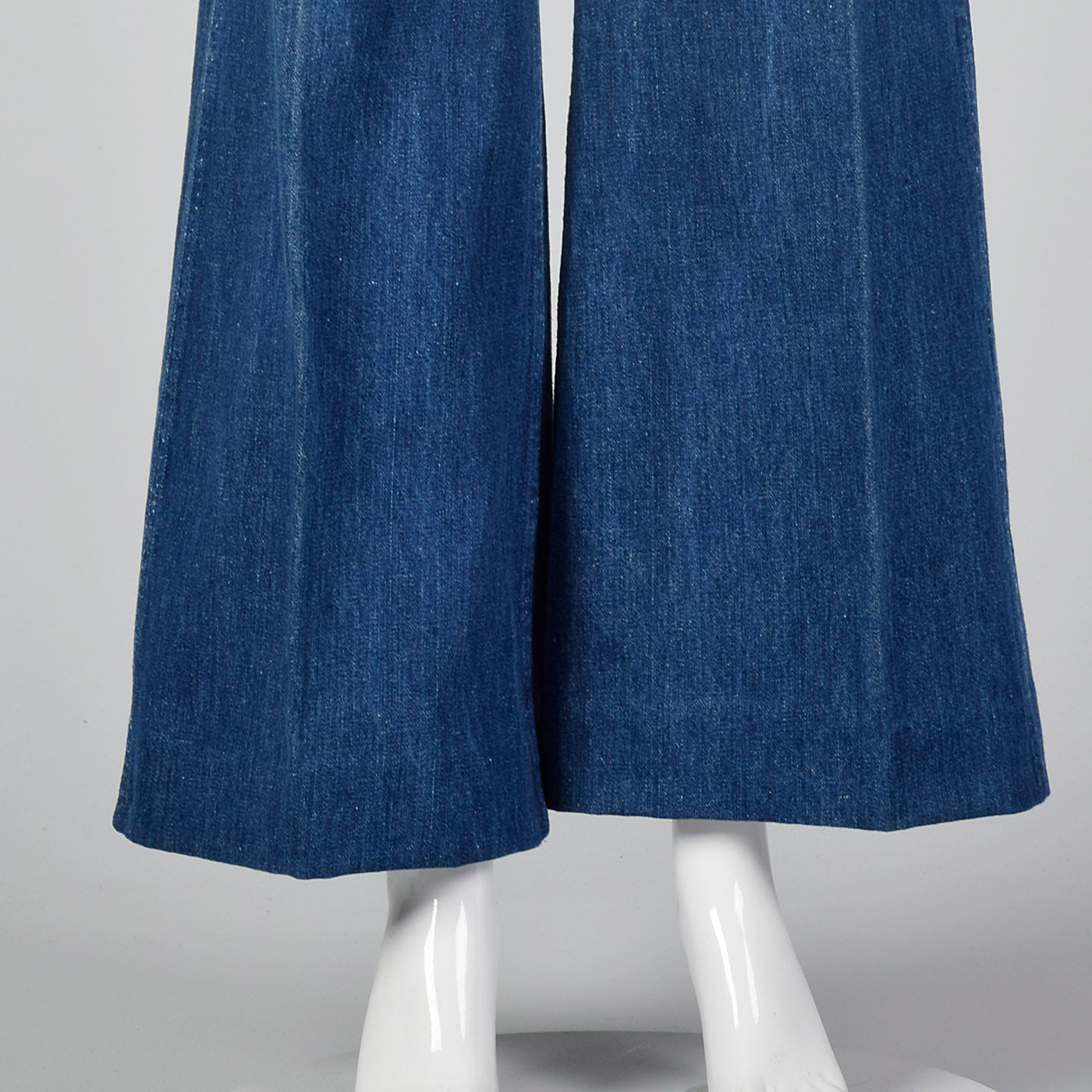 1970s Zip Front Bell Bottoms Cotton Denim