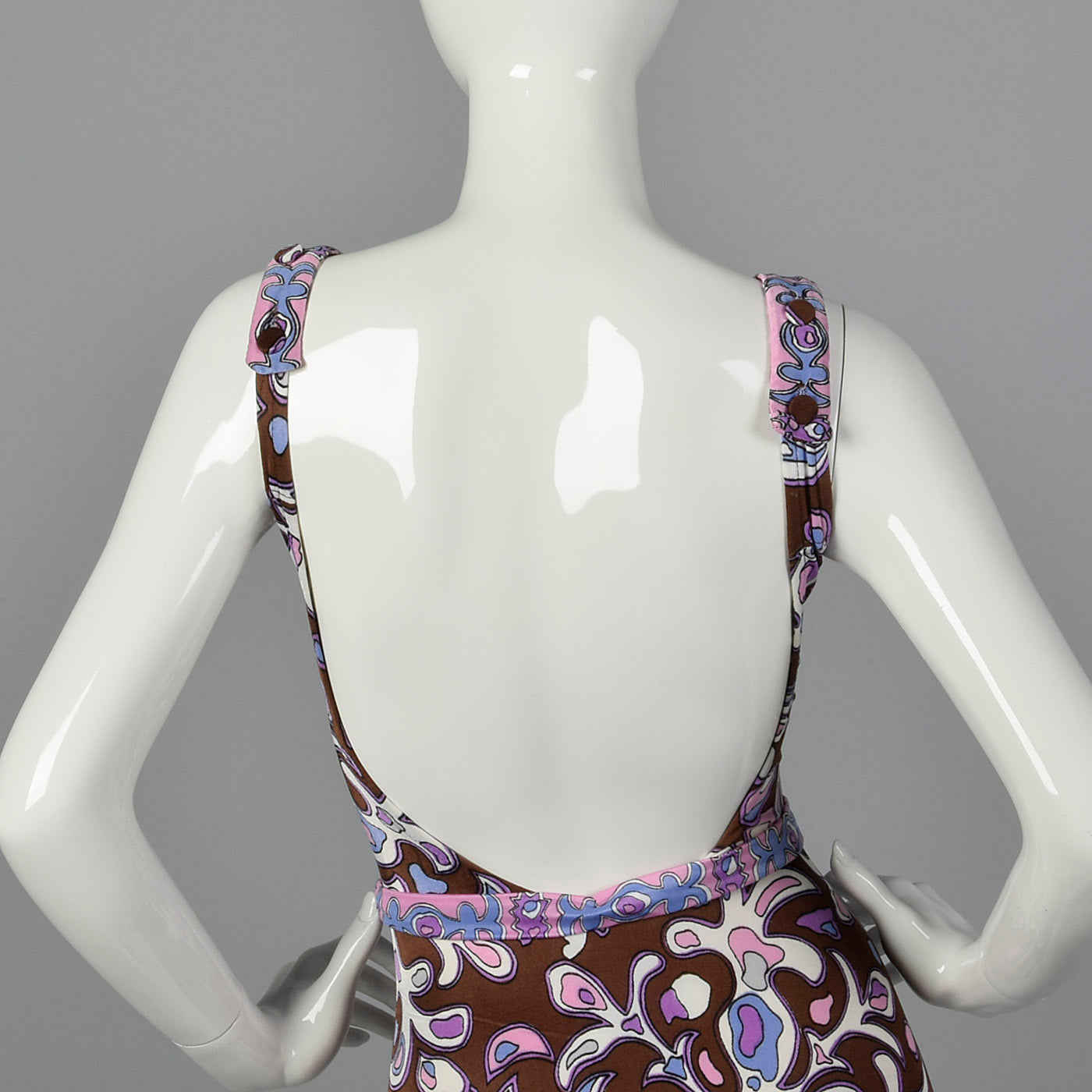 1960s Purple Psychedelic Print Swimsuit