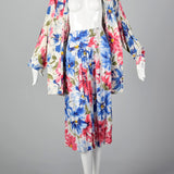 1980s Floral Print Skirt Suit with Oversized Blazer