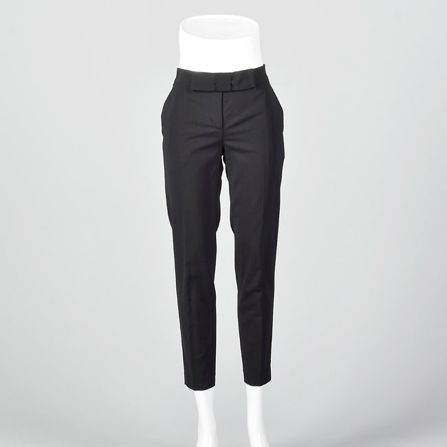 2000s Low Rise Black Pants with Bow Waist