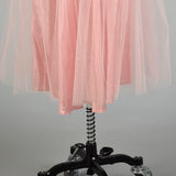 Small 1950s Strapless 2pc Set Pink Lace Tulle Evening Party Prom Dress
