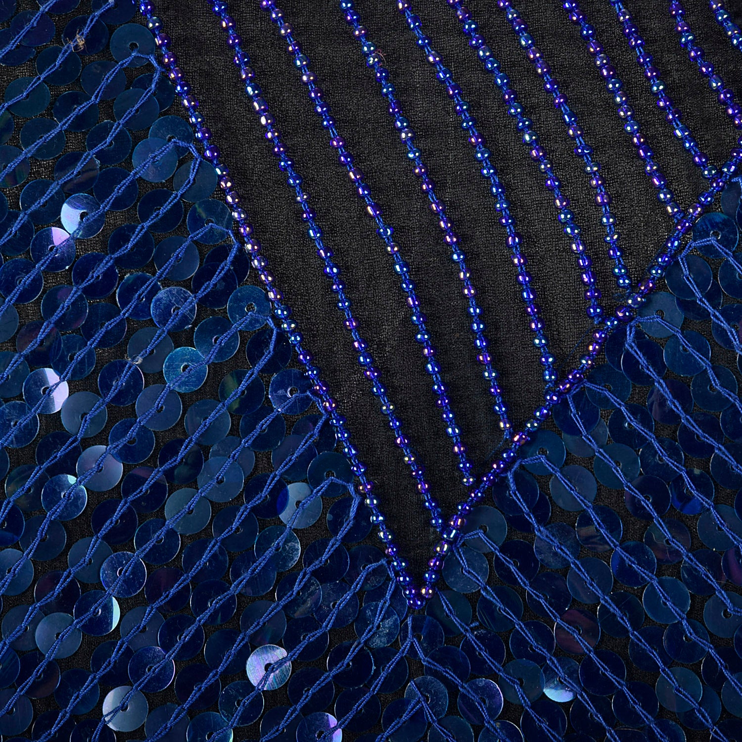 1980s Oleg Cassini Blue Beaded Top