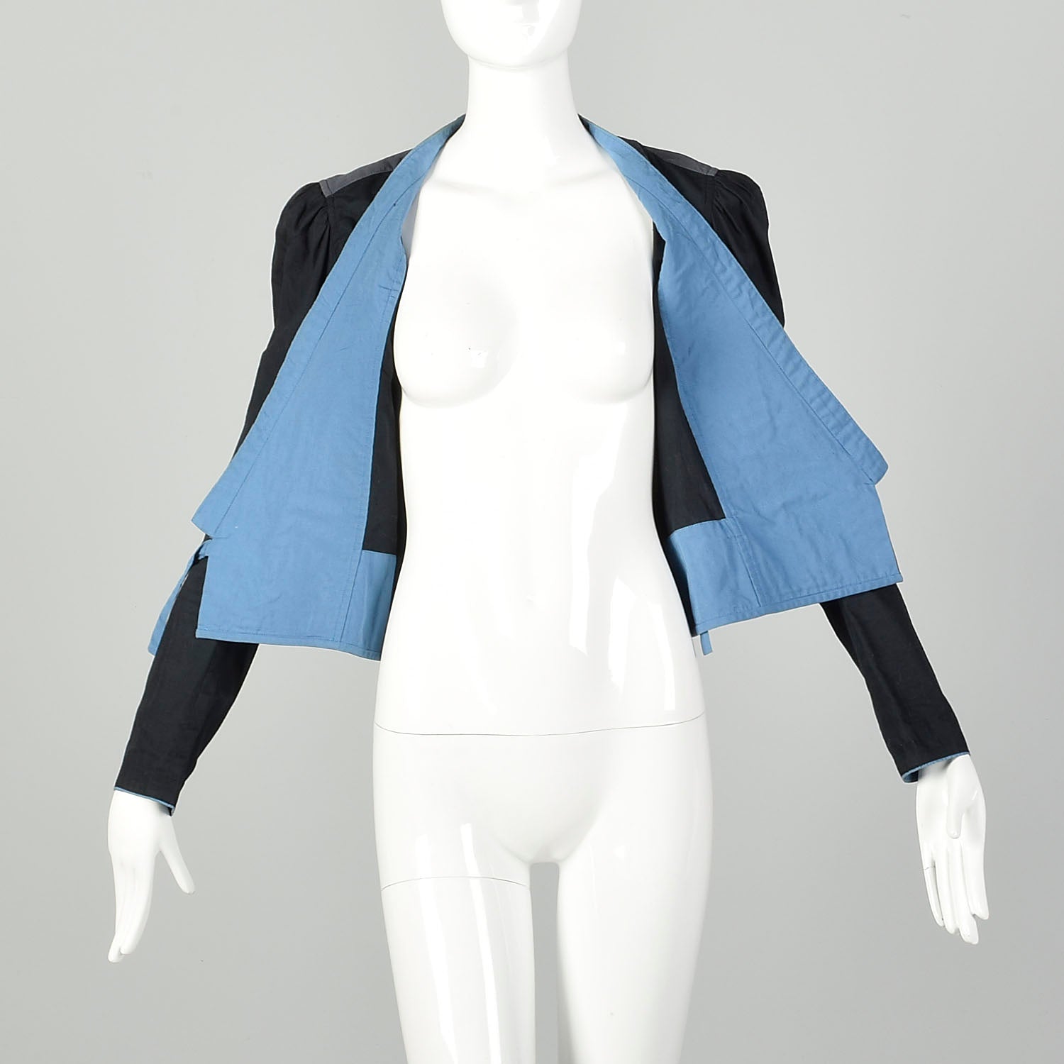 Small 1980s Kenzo Wrap Shirt Color Block Designer Cotton Jacket