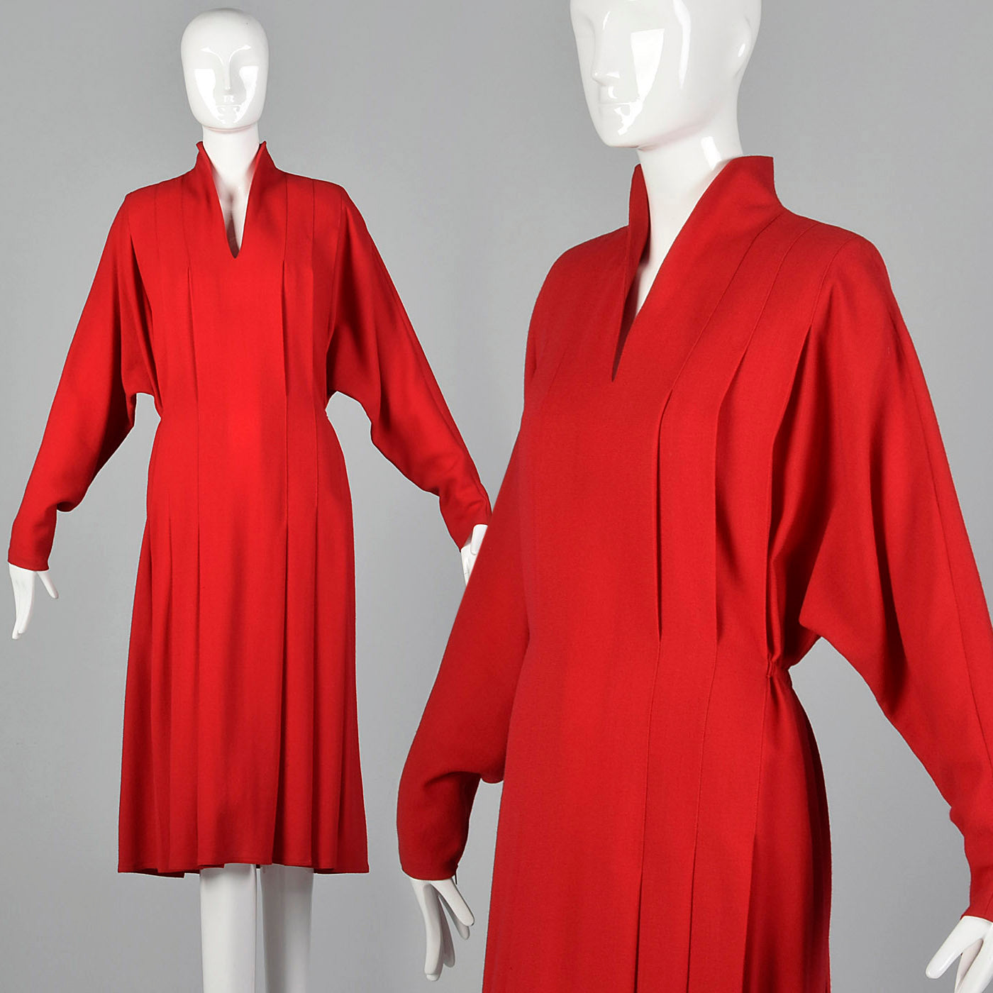 1980s Chloe Red Wool Dress with Elastic Waist