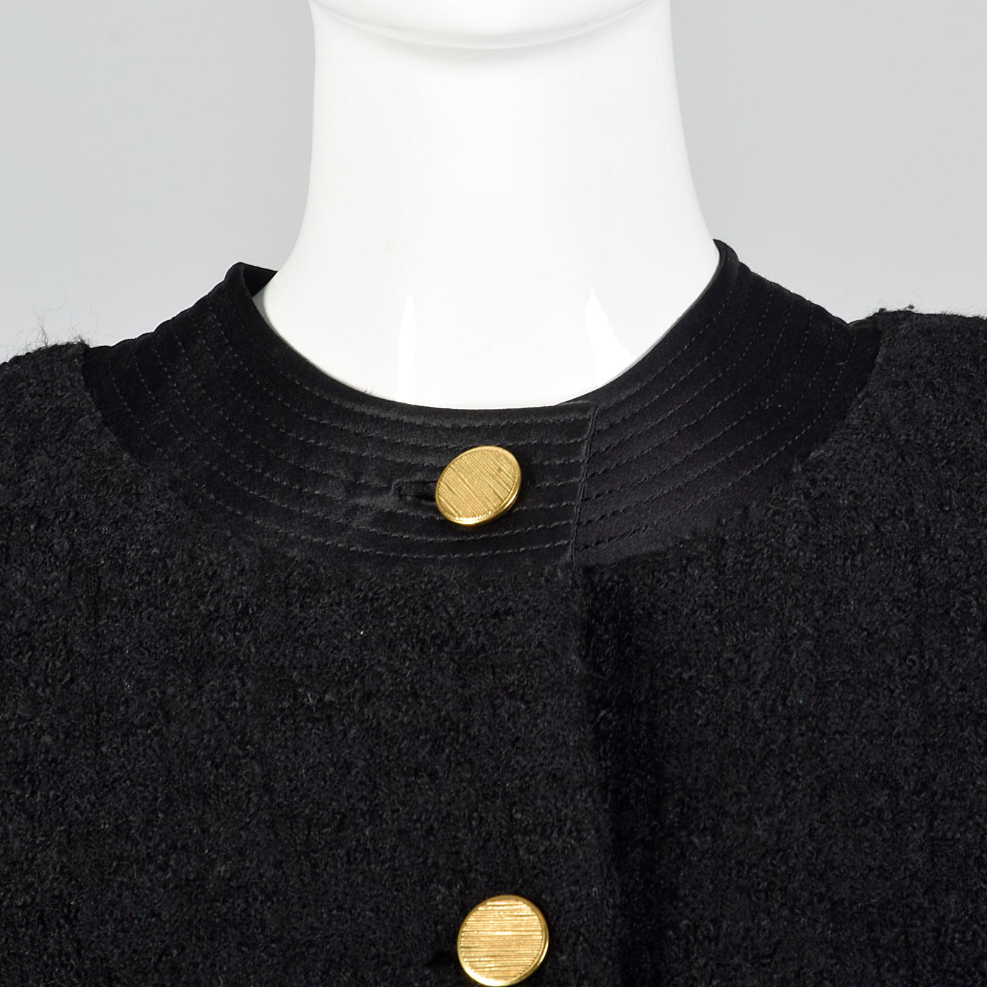 1960s Black Chunky Tweed Skirt Suit