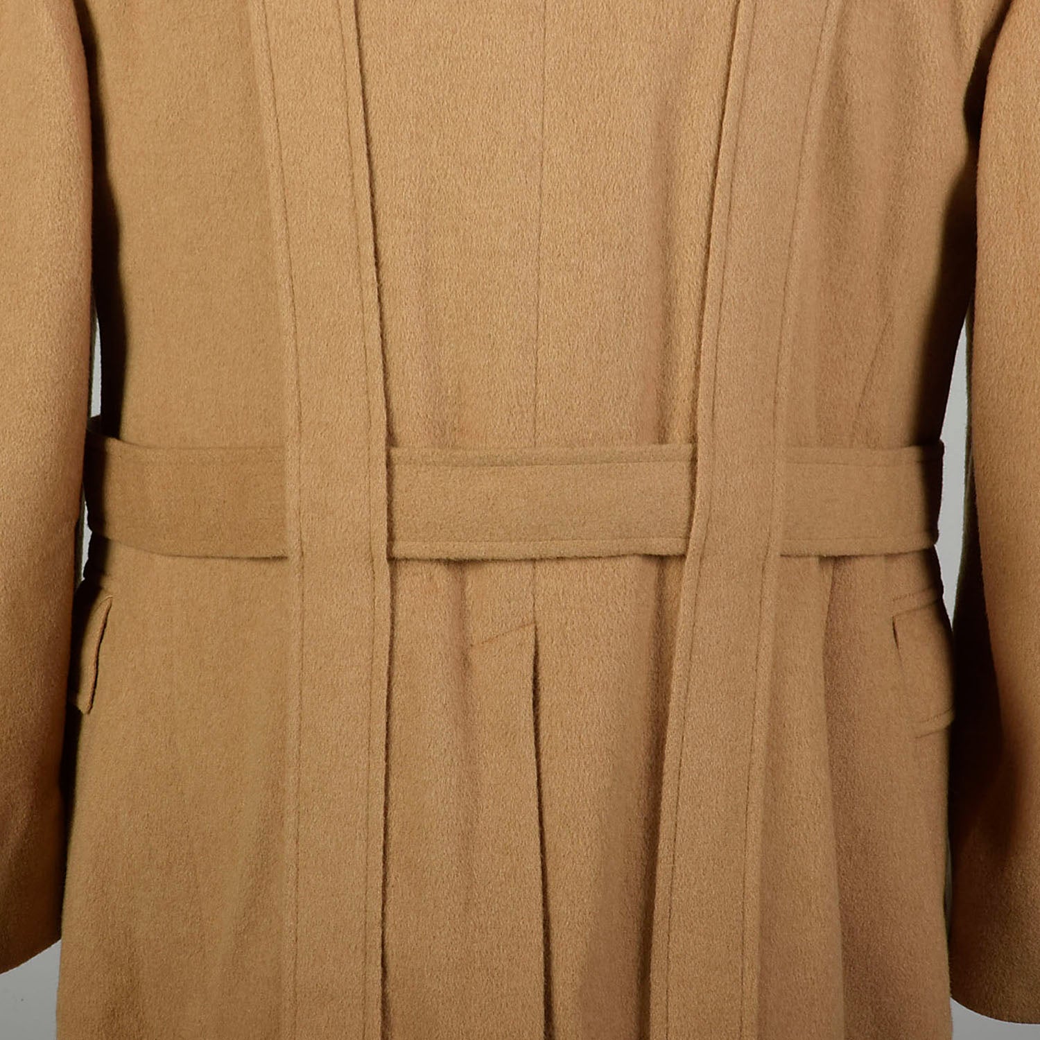 Large 1980s Norfolk Jacket Tan Belted Camel Hair Coat