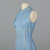 1950s Blue Dress with Floral Lace Trim