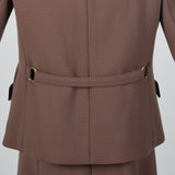 1960s Brown Wool Dress with Muskrat Fur Lined Jacket