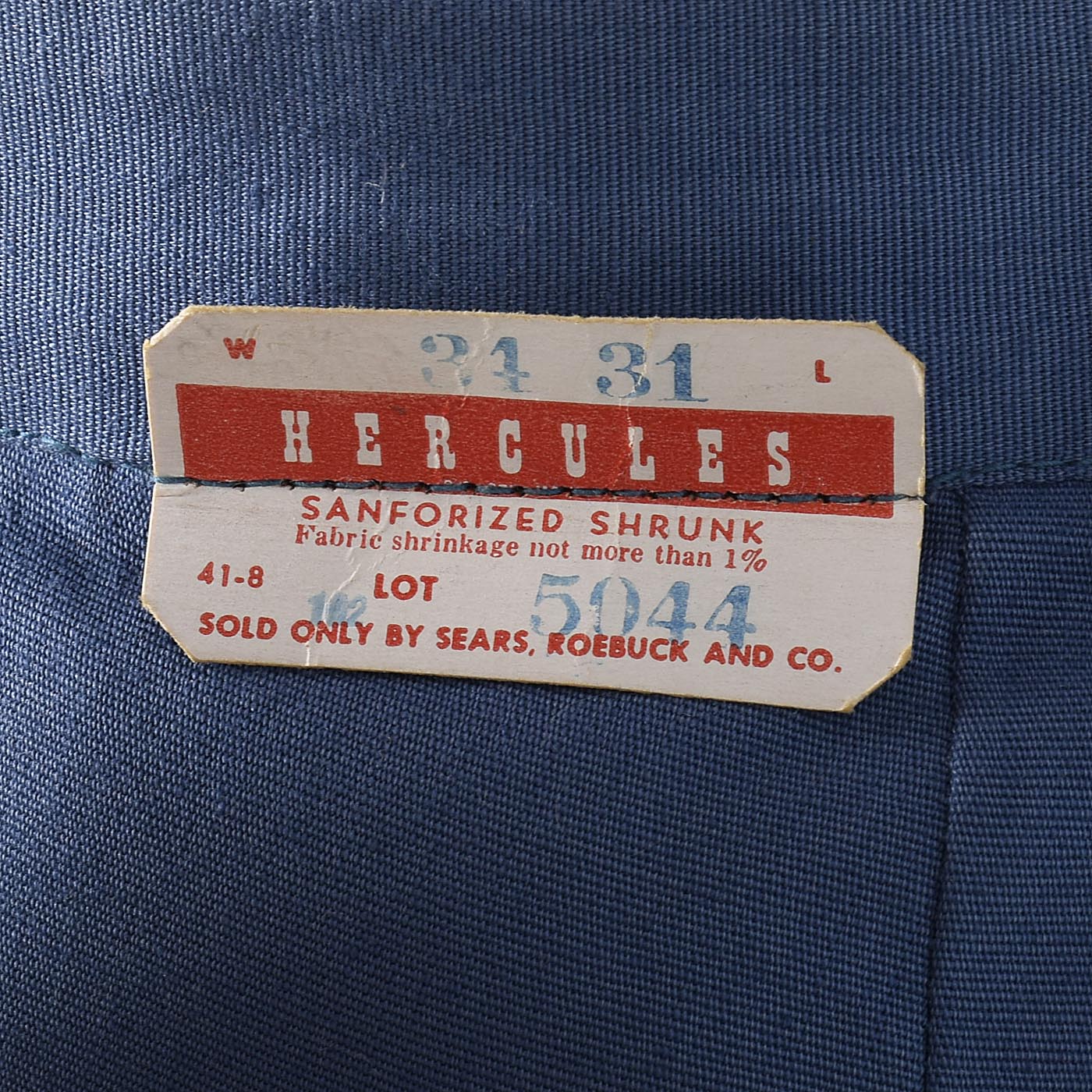 Deadstock 1940s Men's Sanforized Hercules Button Fly Summer Workwear Pants