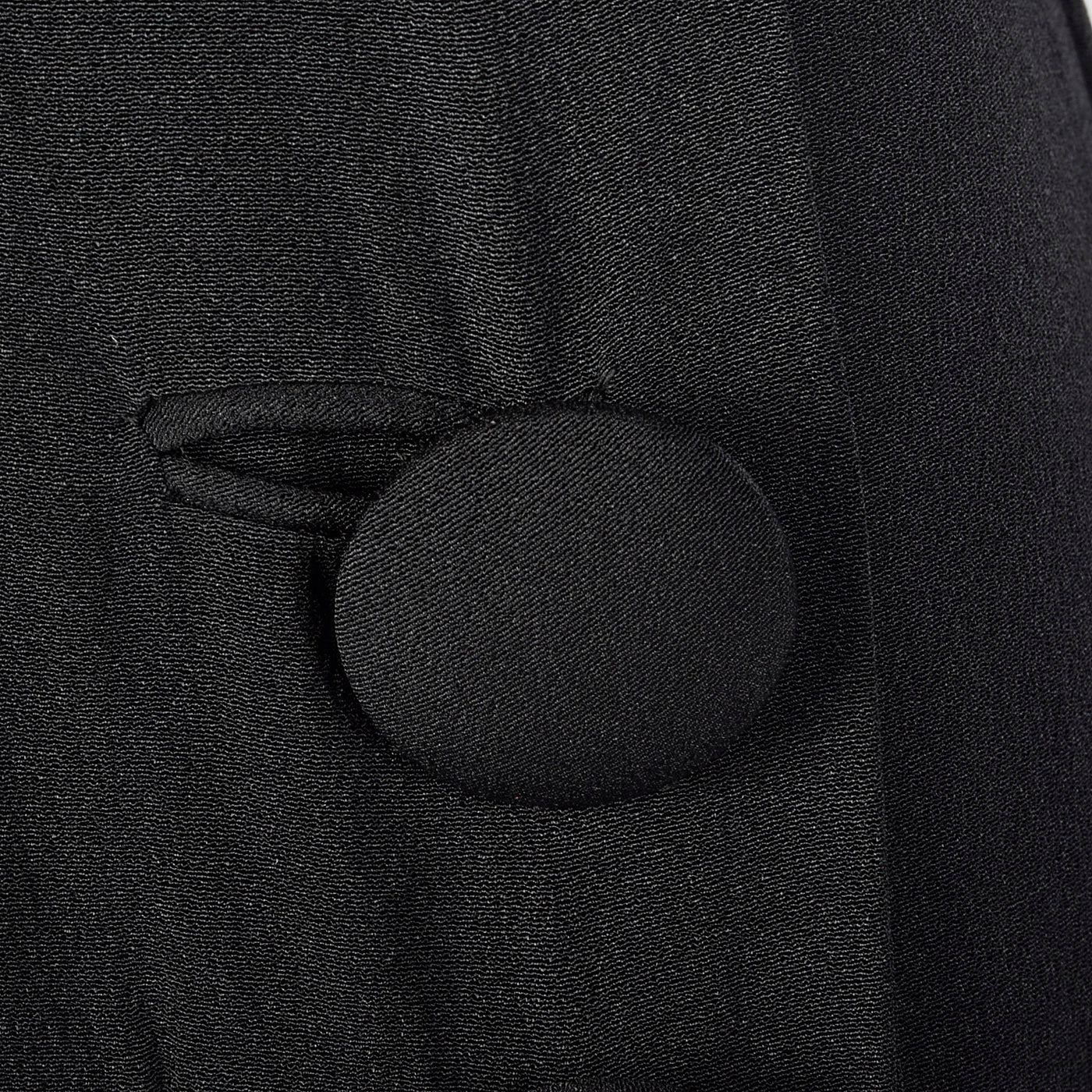 1940s Black Rayon Dress with Draped Hip Pocket