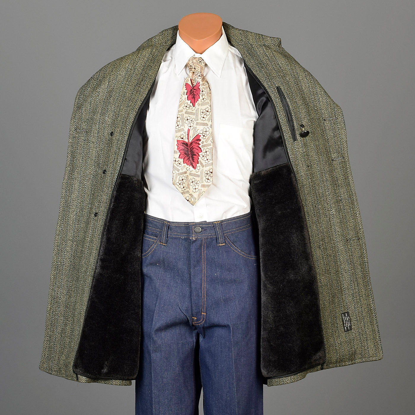 1970s Mens Mod Tweed Winter Coat