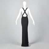 1990s Valentino Boutique Backless Long Black Evening Gown