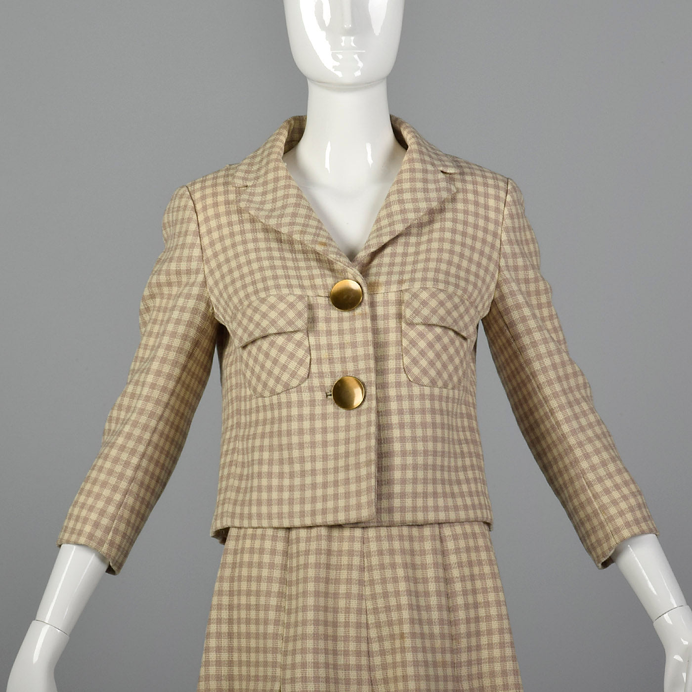 1960s Brown and Cream Skirt Suit