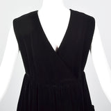 1960s Geoffrey Beene Black Velvet Wrap Dress with Large Patch Pockets
