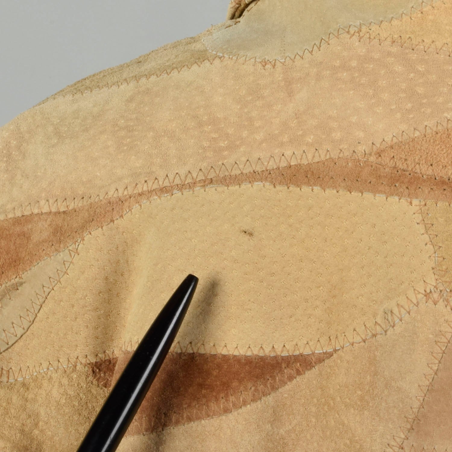 Large 1990s Patchwork Leather Coat with Faux Shearling