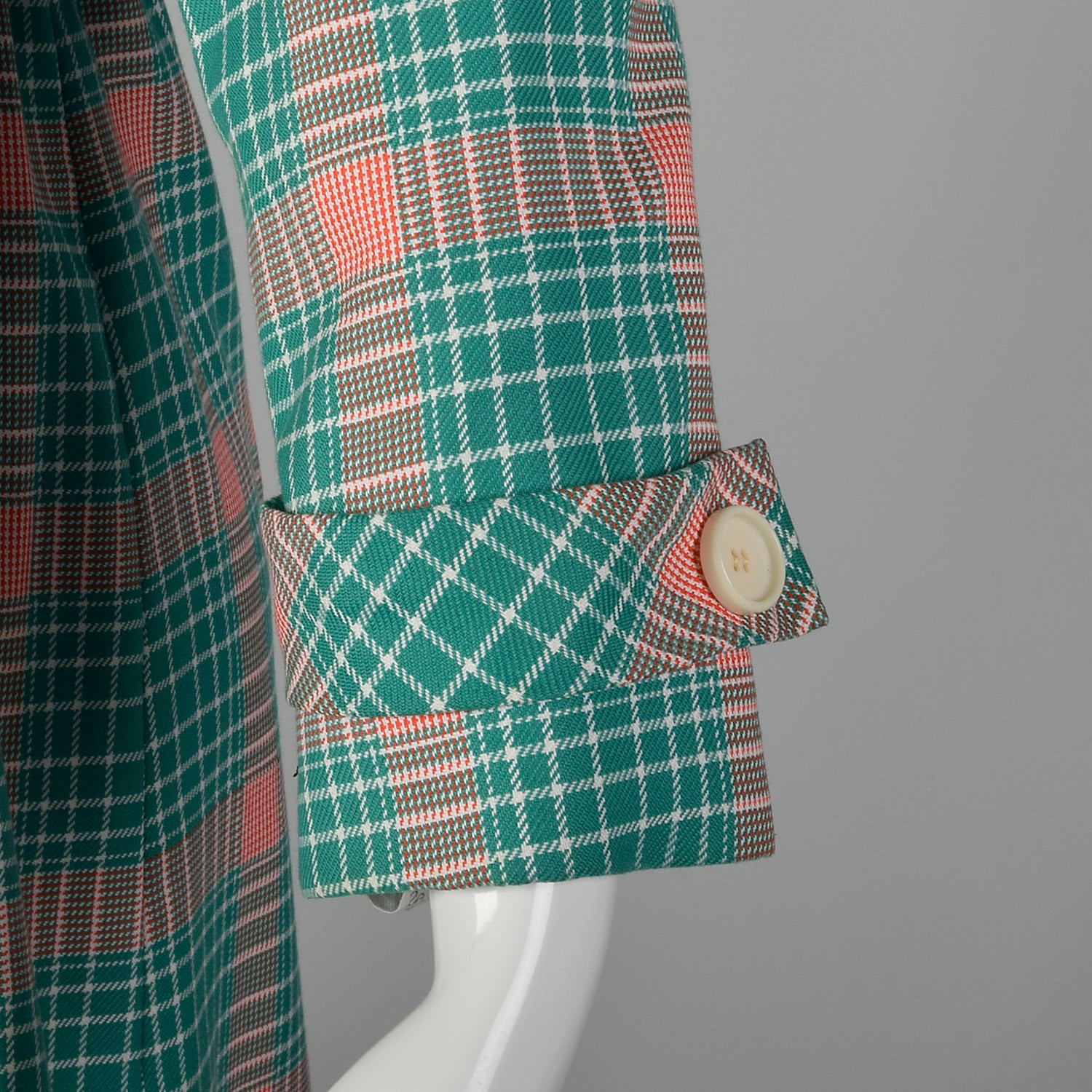 Small 1960s Green and Red Plaid Dress Set