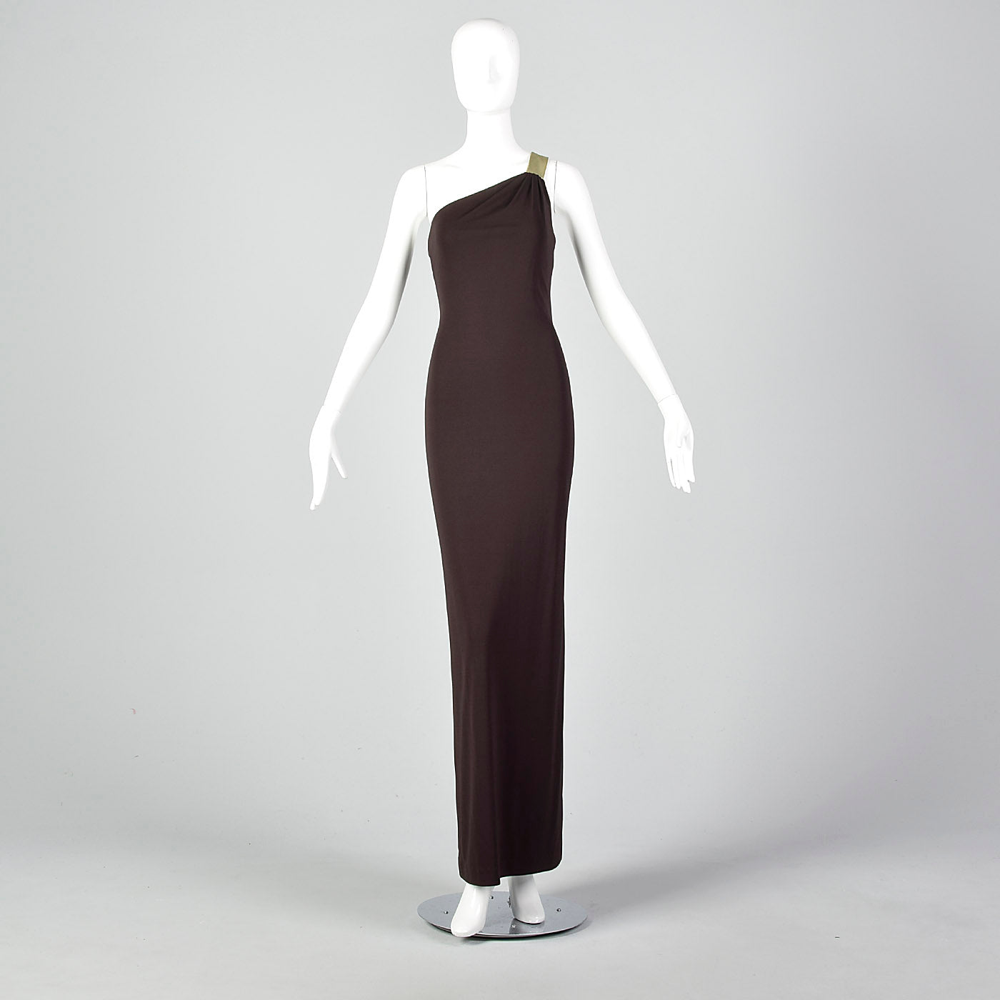 2000s Halston Designer Brown Evening Gown