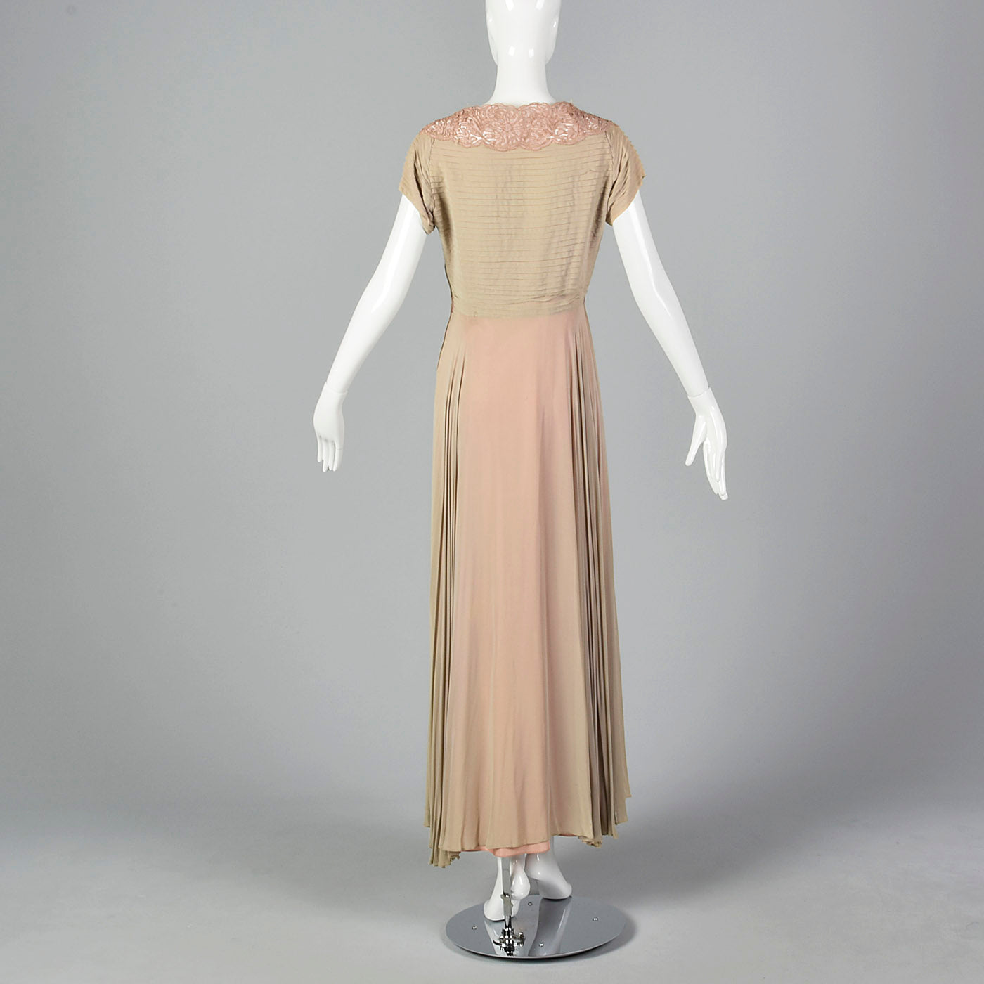 1940s Nude and Pink Layered Evening Dress