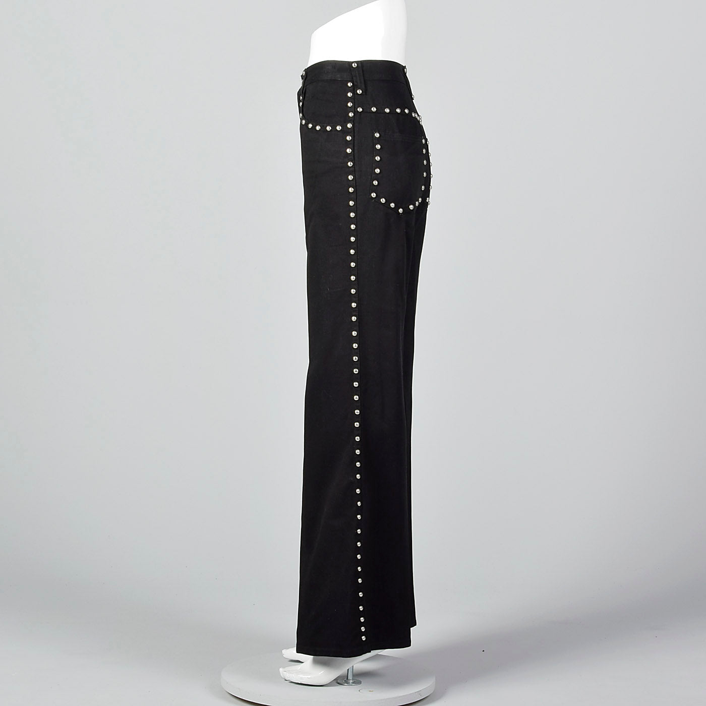 1970s Silver Studded Black Bell Bottoms