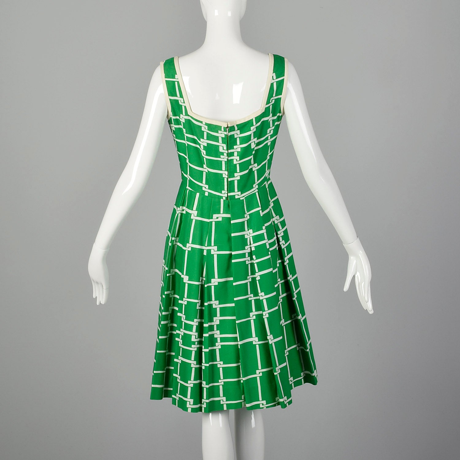 Small Malcolm Star 1960s Green and White Dress