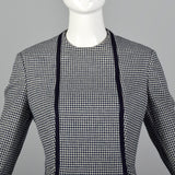Medium Geoffrey Beene 1970s Navy Houndstooth Dress