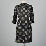 1950s Black Silk Polka Dot Dress