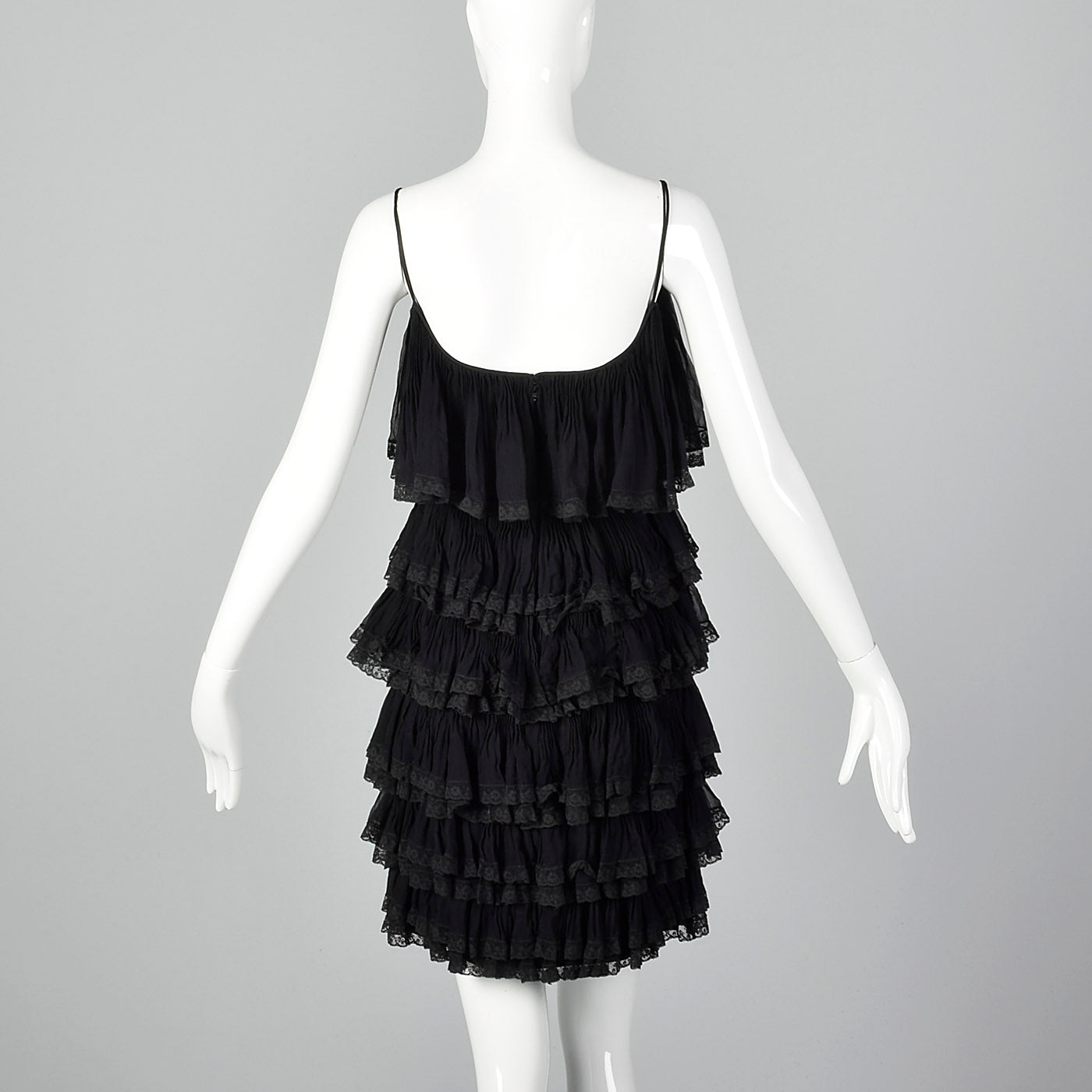 1960s Black Ruffle Dress