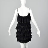 1960s Black Ruffle Dress