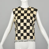 Small-Medium 1960s Black & White Sequin Top