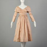 Small 1990s Catherine Regehr Dress Blush Pink Silk Taffeta Evening Gown Wedding Prom