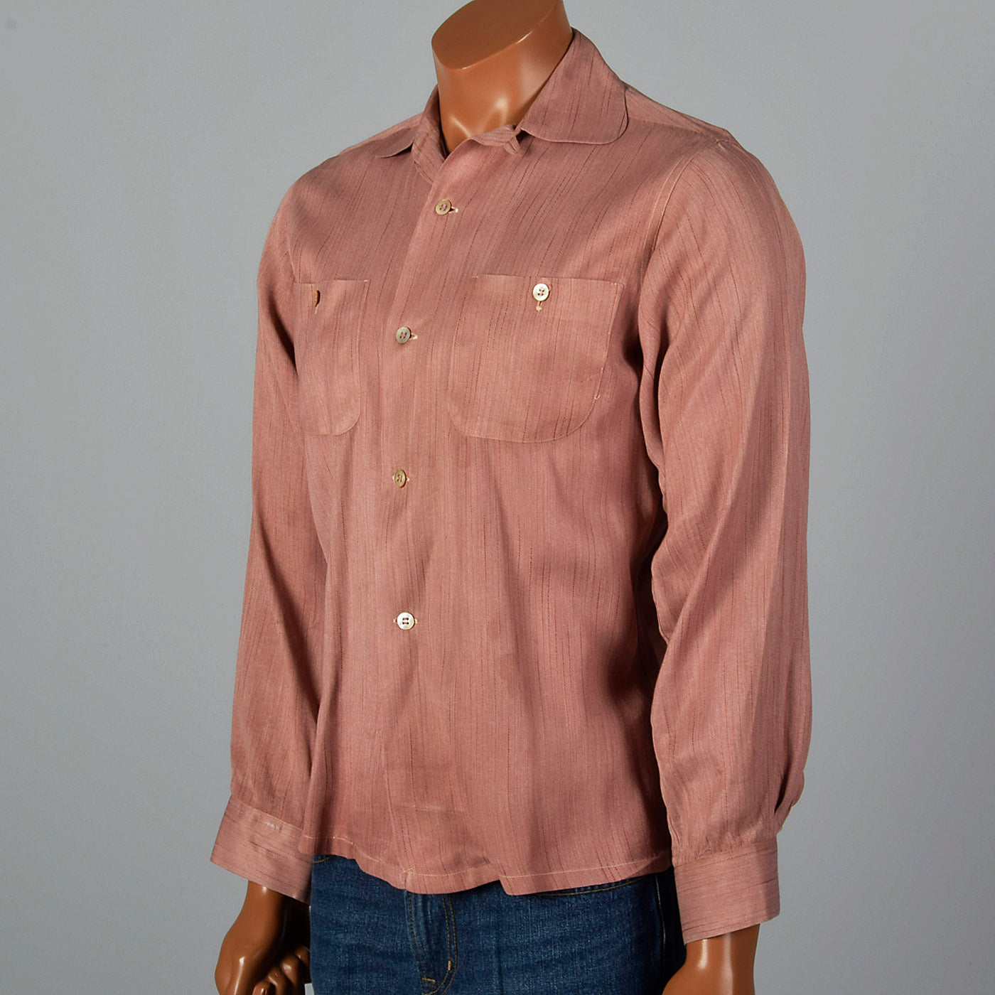 1950s Light Red Striped Shirt